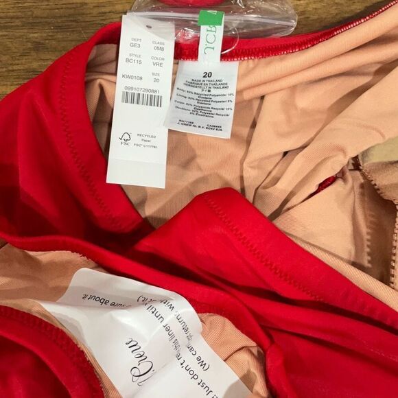J. Crew Venetian Red BC115 Gemma Ruched Bandeau One Piece Swimsuit Size 20 NWT - Picture 5 of 6